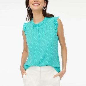 J.Crew Sleeveless Ruffle-Neck Top in aqua women’s XL